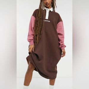 adidas Originals | Polo Fleece Oversized Color block Sweatshirt Dress Small